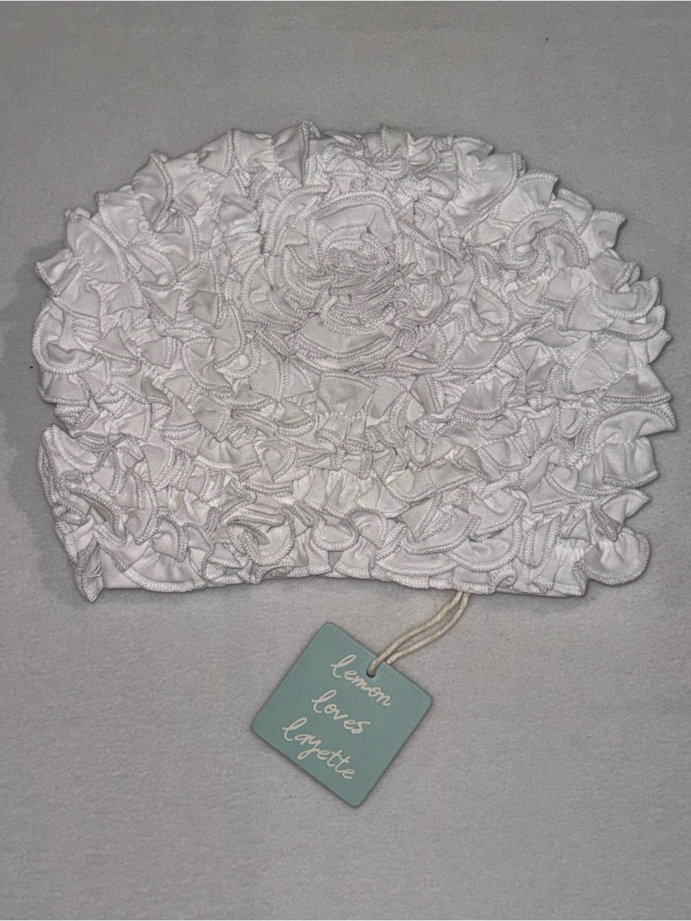 Lemon White Ruffle Infant Bonnet